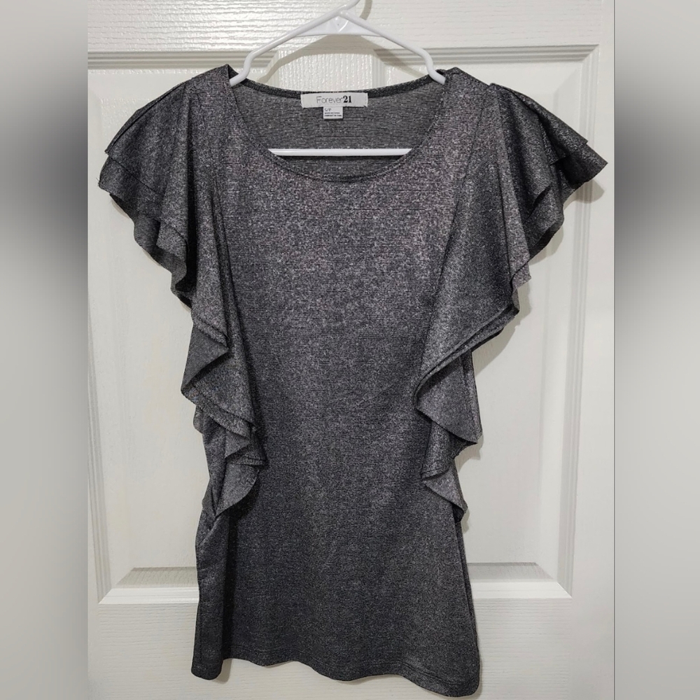 Gray Ruffled Sleeves Mini Dress